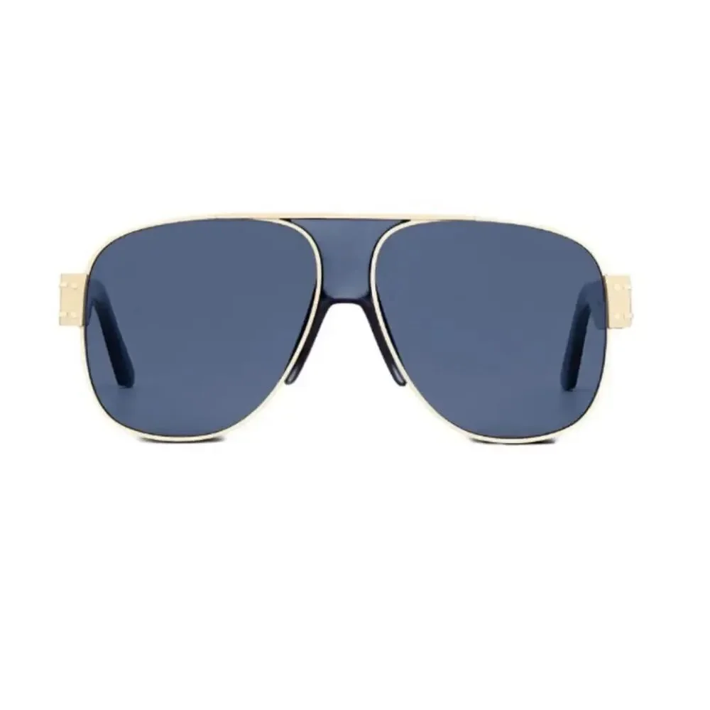 Dior NWT Christian Dior DIORSIGNATURE A3U Gold Blue Oversized Aviator Sunglasses